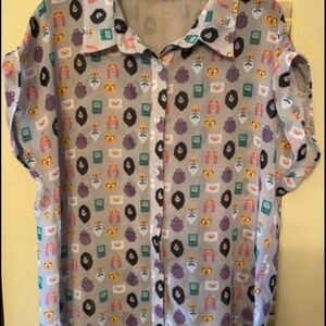 Women’s H&M small button up Short Sleeve Blouse with Cartoon Print